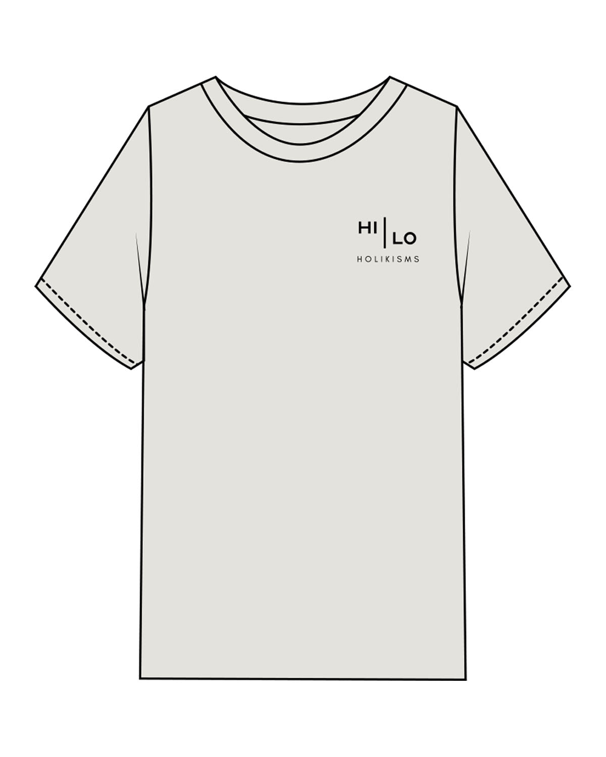 The Mens Heavyweight Tee - Washed Bone - HiLo - Left Chest Stacked - Back Center Round - Printed - Black