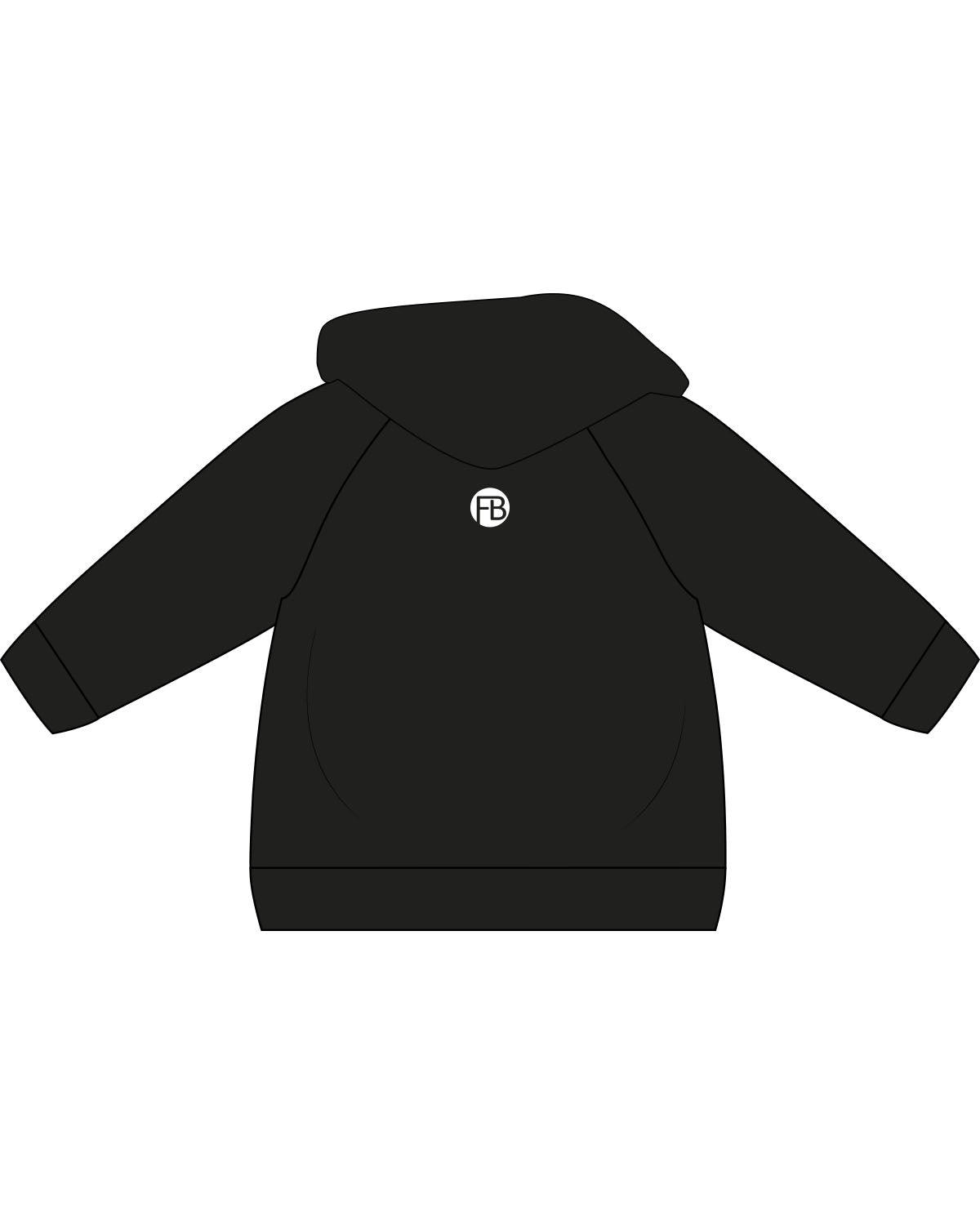 The Kids Hoodie - Black - Krista - Center Chest Stacked & Back Neckline Round - White