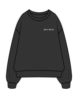 The Mens Crewneck - Washed Black - Bean Head - Left Chest - Embroidered - White