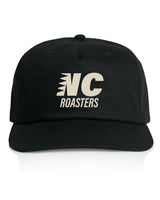 The Class 5 Panel Cap - Black - Necessity Coffee - "NC Roasters" - Embroidered - Off White