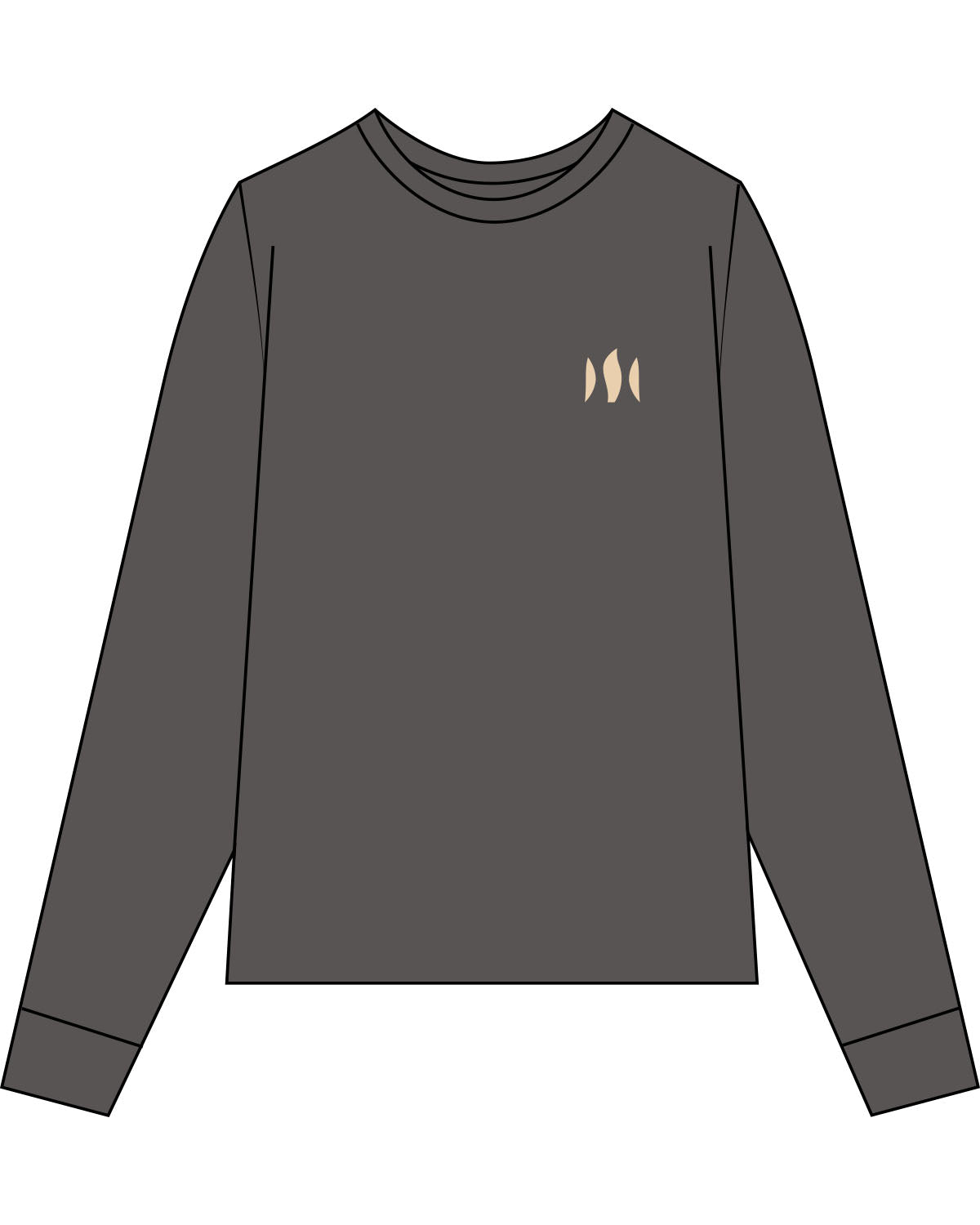 The Unisex Midweight Long Sleeve - Pepper - Sweatset - Left Chest - Back Center - Printed - Beige