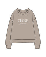 The Midweight Unisex Crewneck - Washed Cement - Cuore Pilates Studio - Center Chest Stacked & Back Neckline - Printed - White