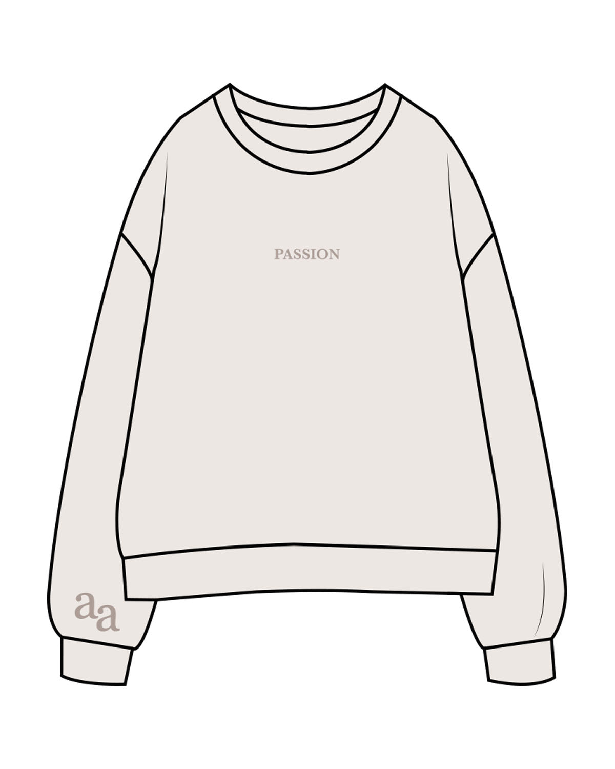 The Womens Crewneck - Bone - AA Associates - Center Chest & Right Sleeve - Embroidered - Tone on Tone