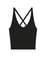 The Sporty Strappy Tank - Black - Barre Life - Back Center - Printed - White