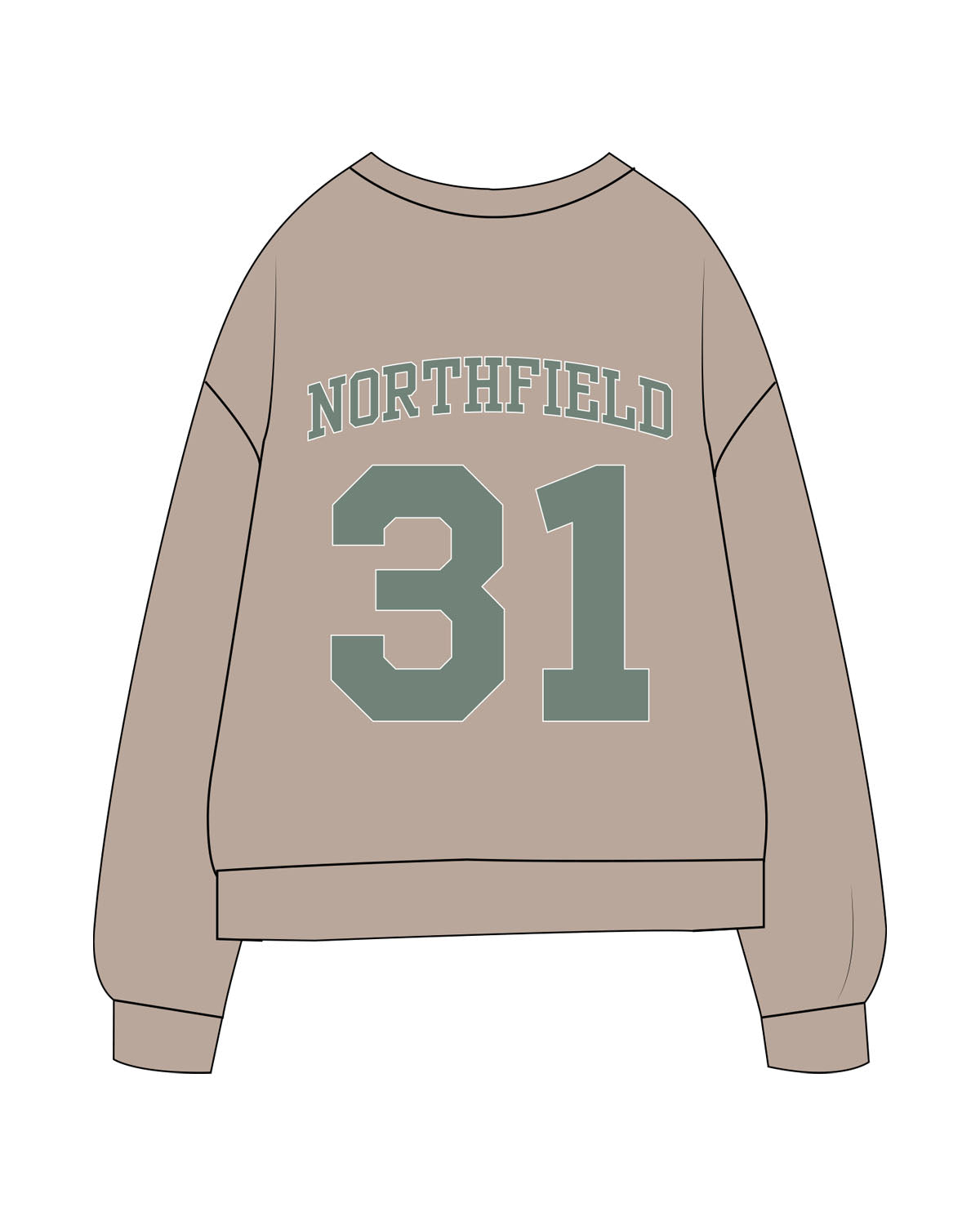 The Midweight Unisex Crewneck - Washed Cement - 31Theraphy - Northfield - Left Chest & Back Stacked - Full Color