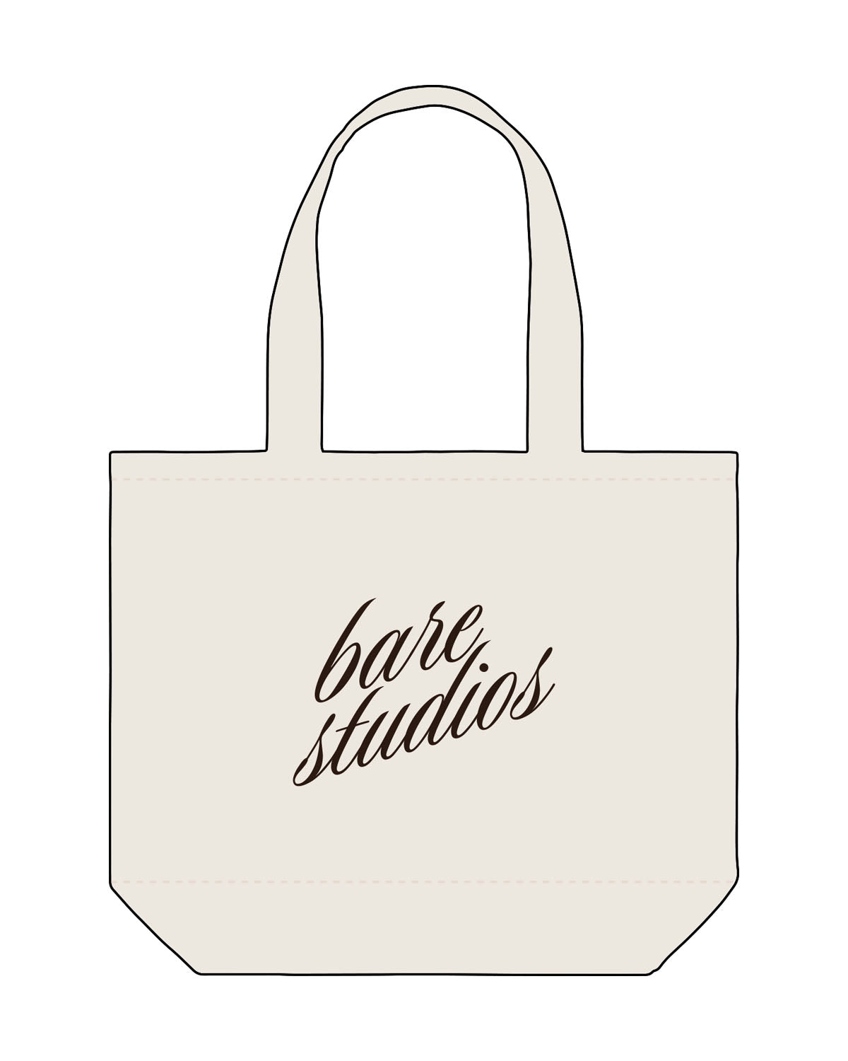 The Tote Bag - Natural - Bare Pilates - Center - Back - Printed - Brown - #2b1a12