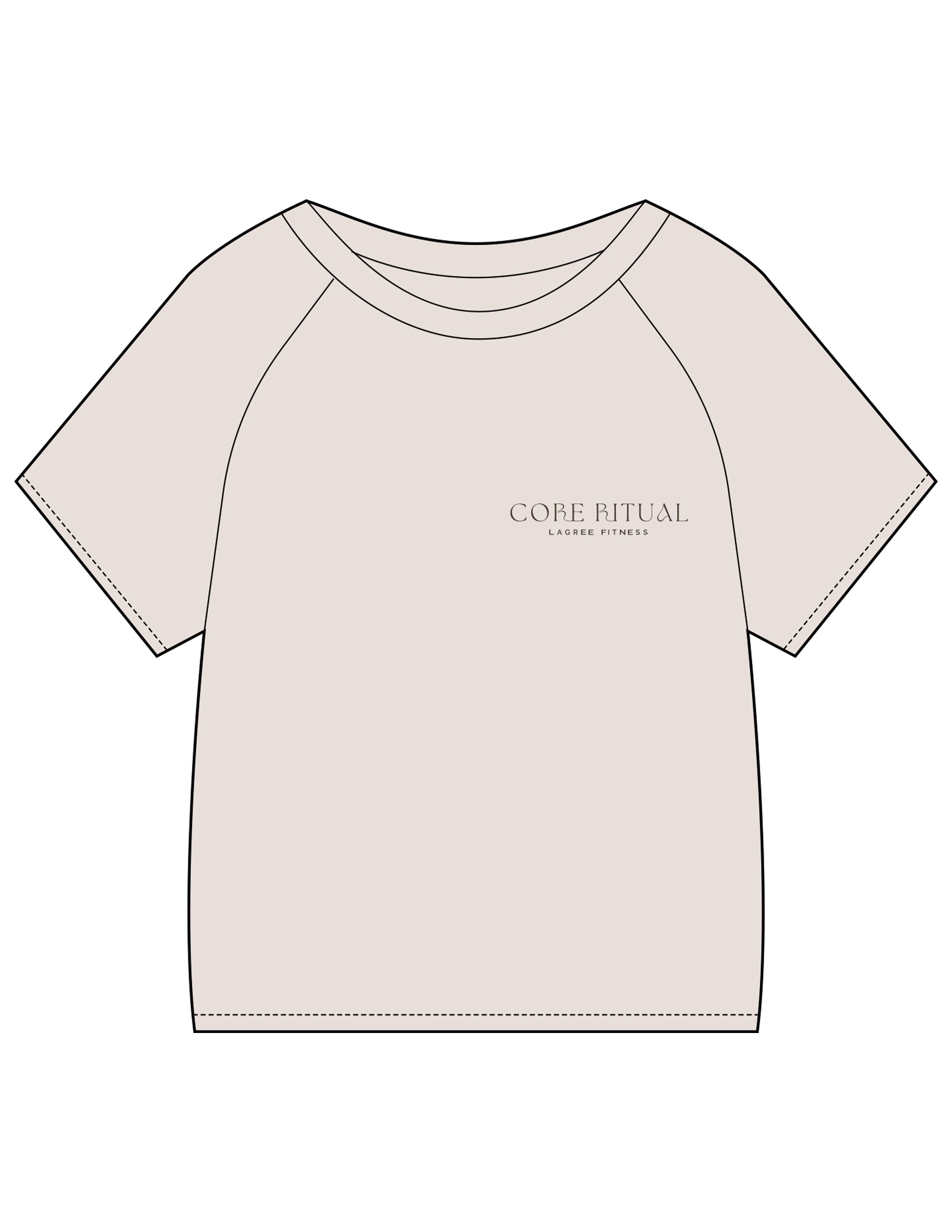 The Kids Tee - Bone - Core Ritual - Left Chest Stacked & Back Round - Printed - Taupe