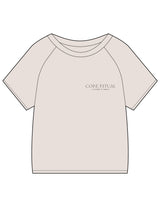 The Kids Tee - Bone - Core Ritual - Left Chest Stacked & Back Round - Printed - Taupe