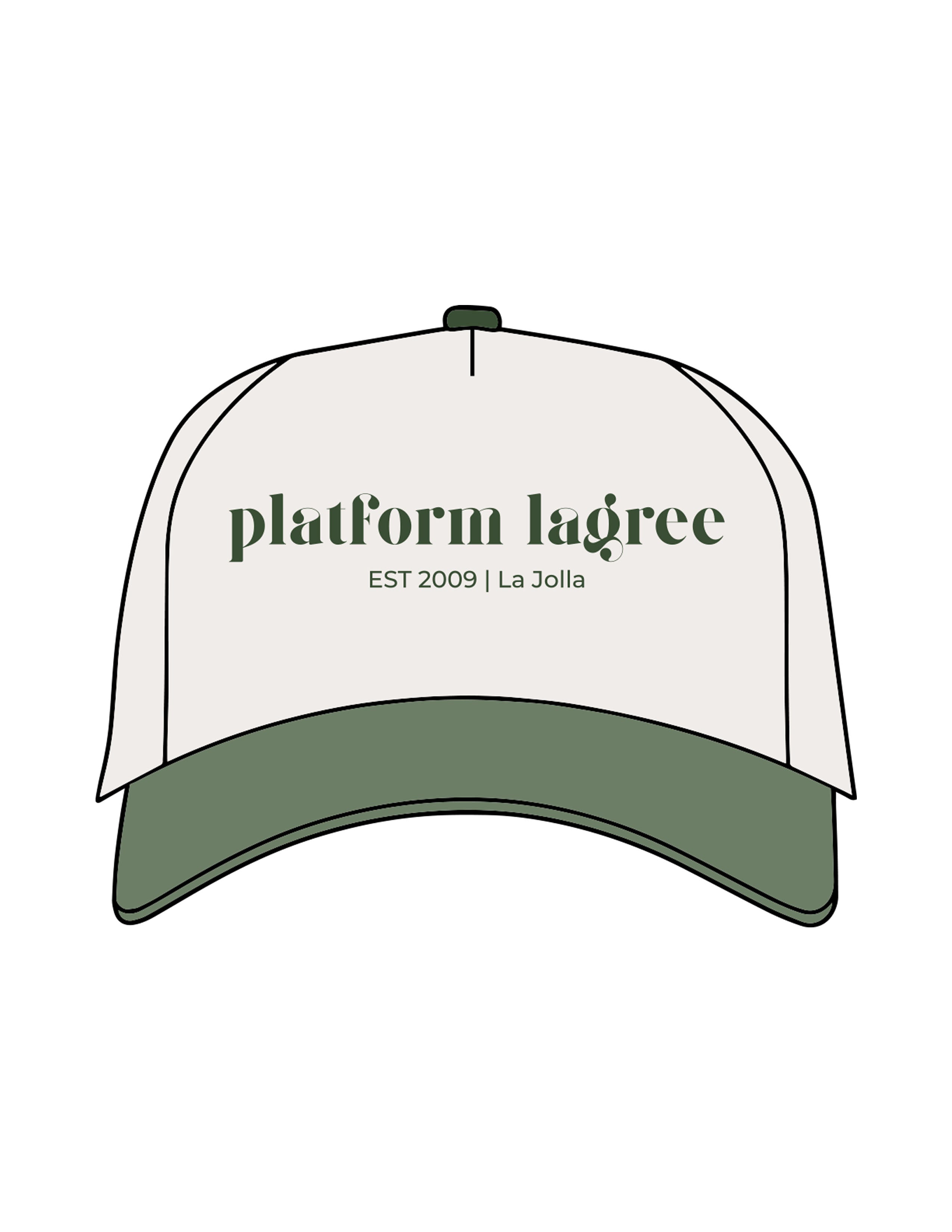 The Canvas Cap - Natural / Forest - Platform - Center Crown Stacked Puff - Side Panel - EMB - Forest