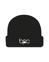 The Cable Knit Beanie - Black - Baxter Pacific - Center Fold - Embroidered - White