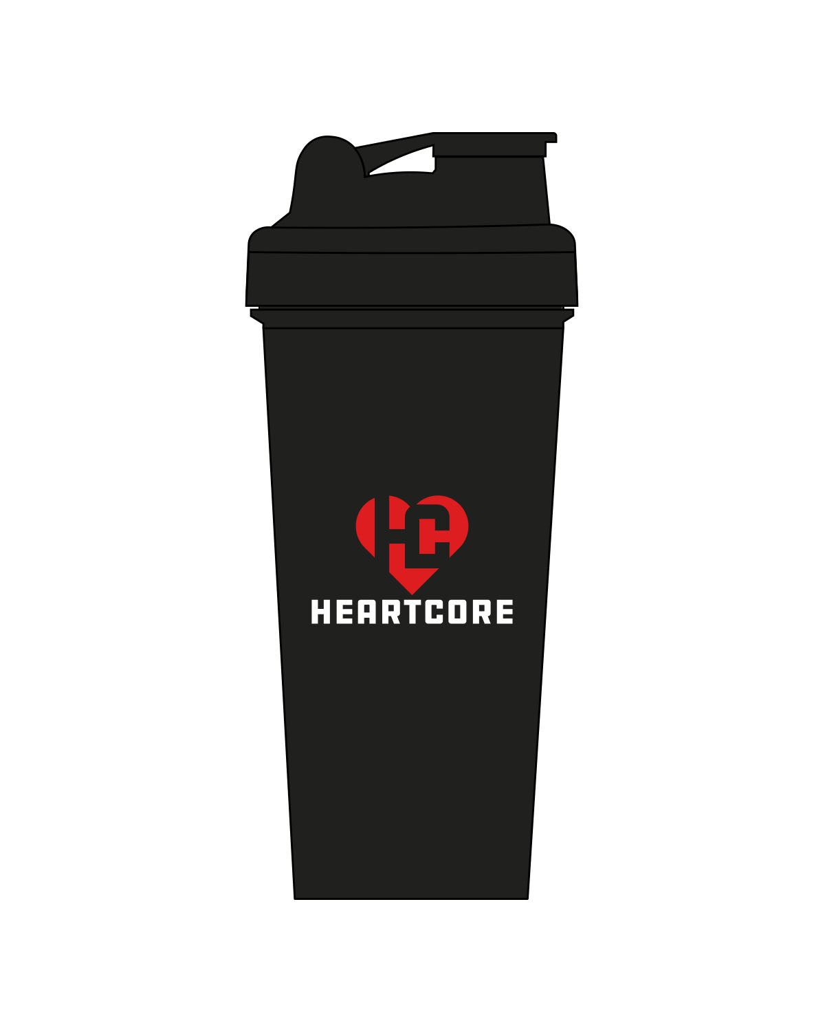The Shaker Bottle - Black - HeartCore - Center - Printed - Full Color