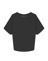 The Crop Tee - Washed Black - Reforming Pilates - Left Chest & Back Neckline - White