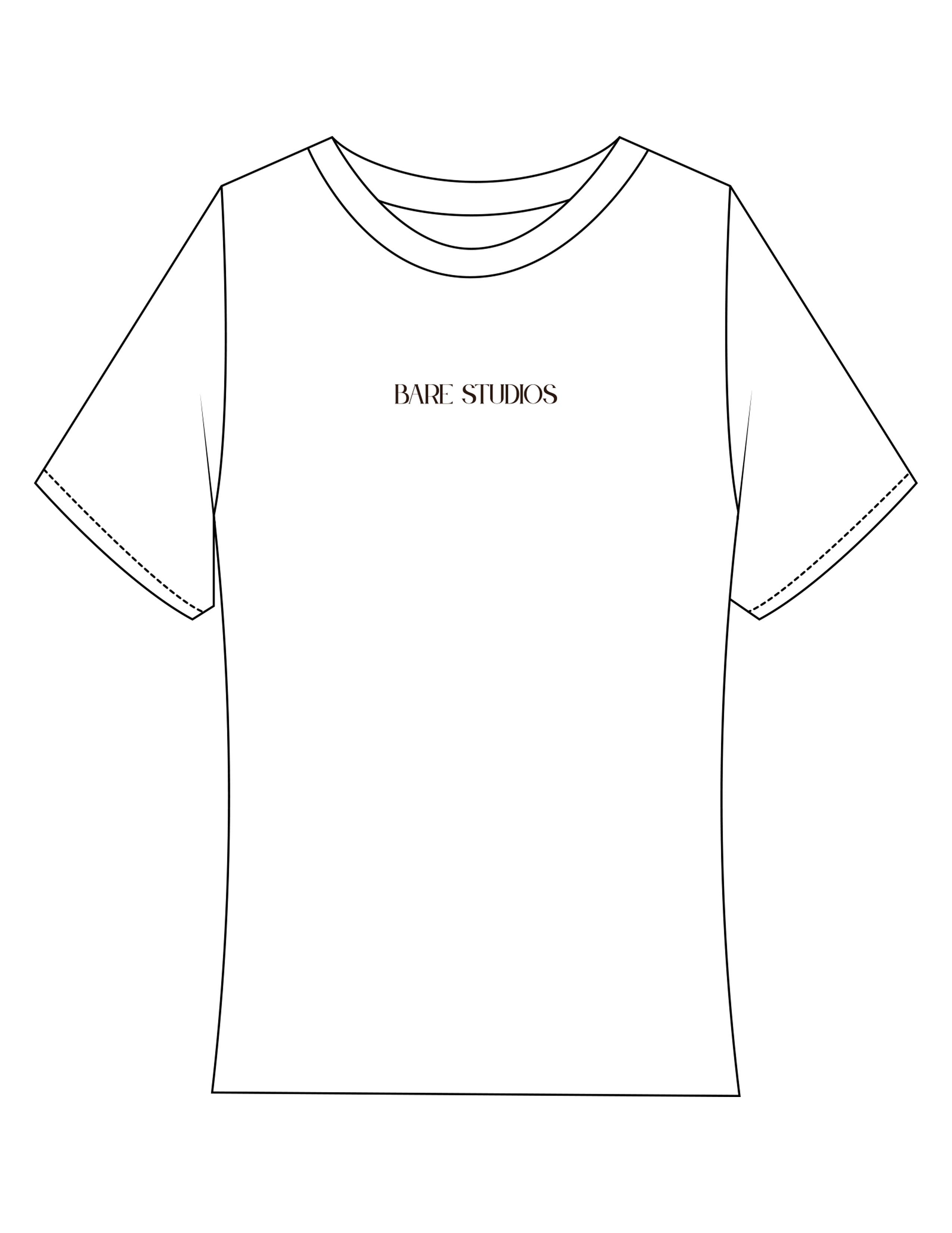 The Baby Tee - White - Bare Pilates - Center Chest - Printed - Brown