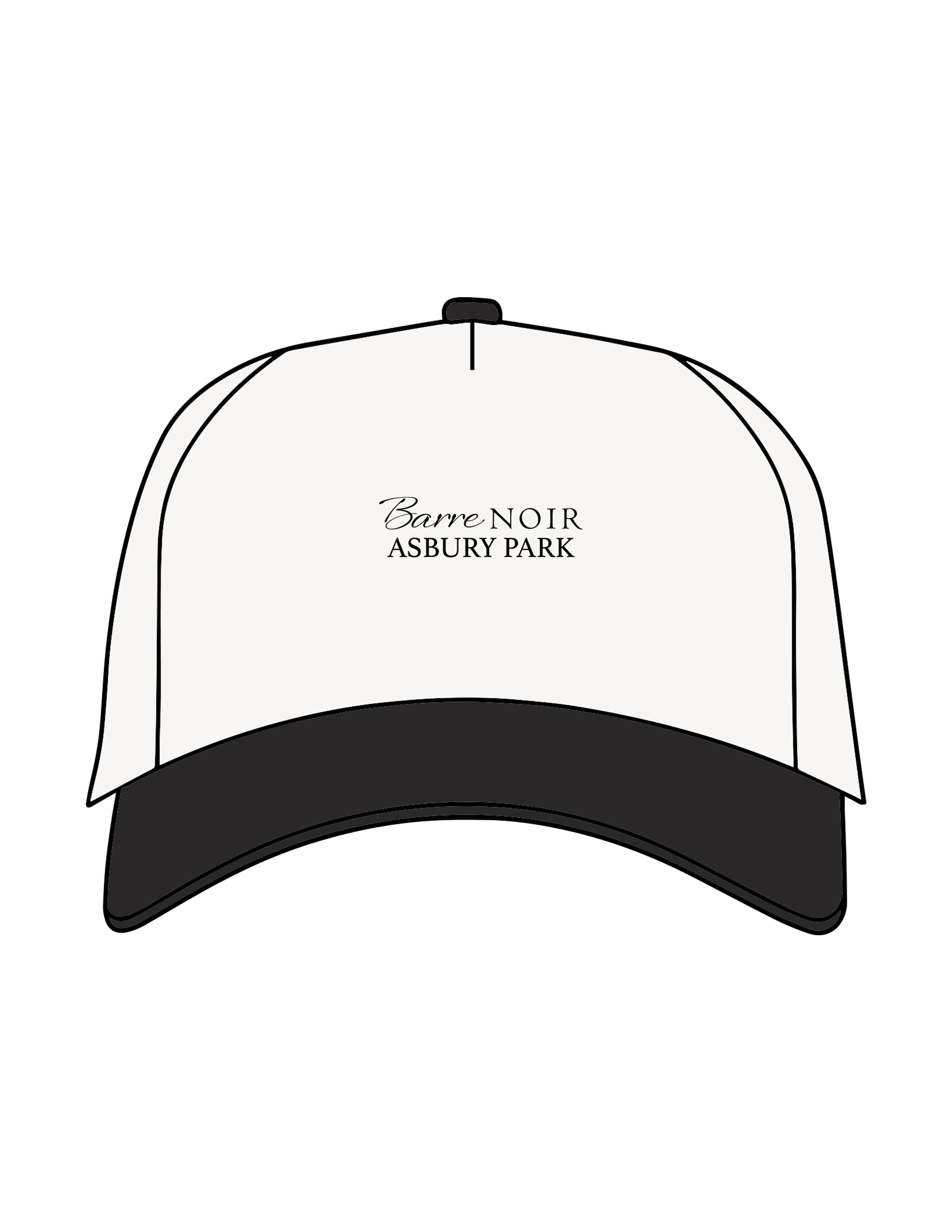 The Canvas Cap - Natural / Black - Pilates Method/Barre Noir - Center Crown Stacked "BARRE NOIR" - Embroidered - Black