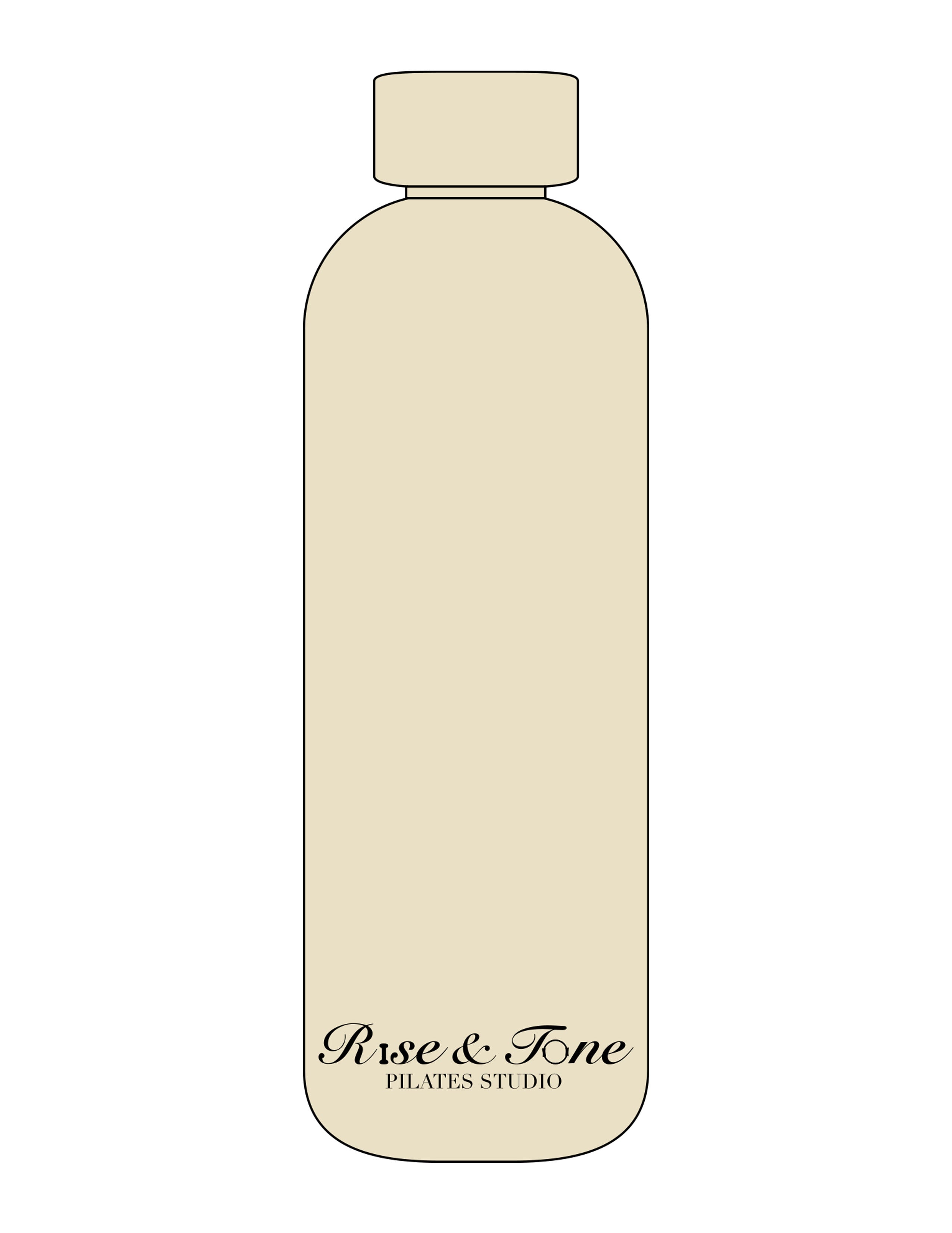 The Water Bottle - Cream - Rise and Tone - Bottom Body Stacked - Printed - Black