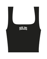 The Square Neck Tank - Black - Solos Pilates - Center Chest "SOLOS" - Printed - White