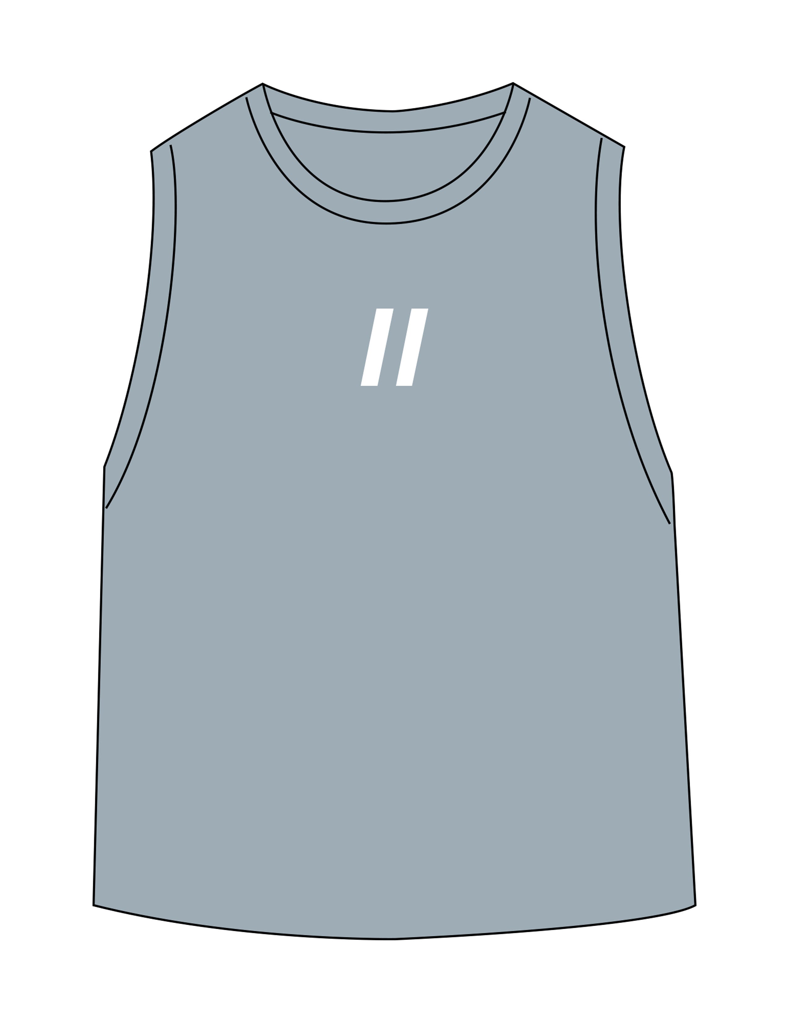 The Daily Crop Tank - Stonewash Denim - Fit 5 - Center Chest & Back Round - Printed - White