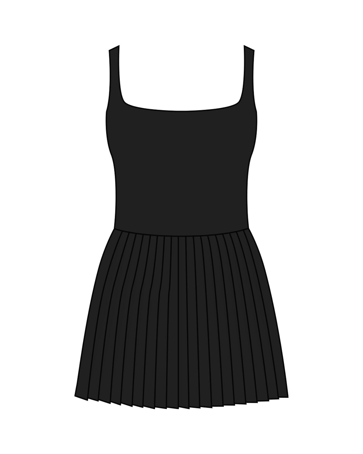 The Scoop Back Dress - Black - The Whole You Wellness - Center Back - Printed - White