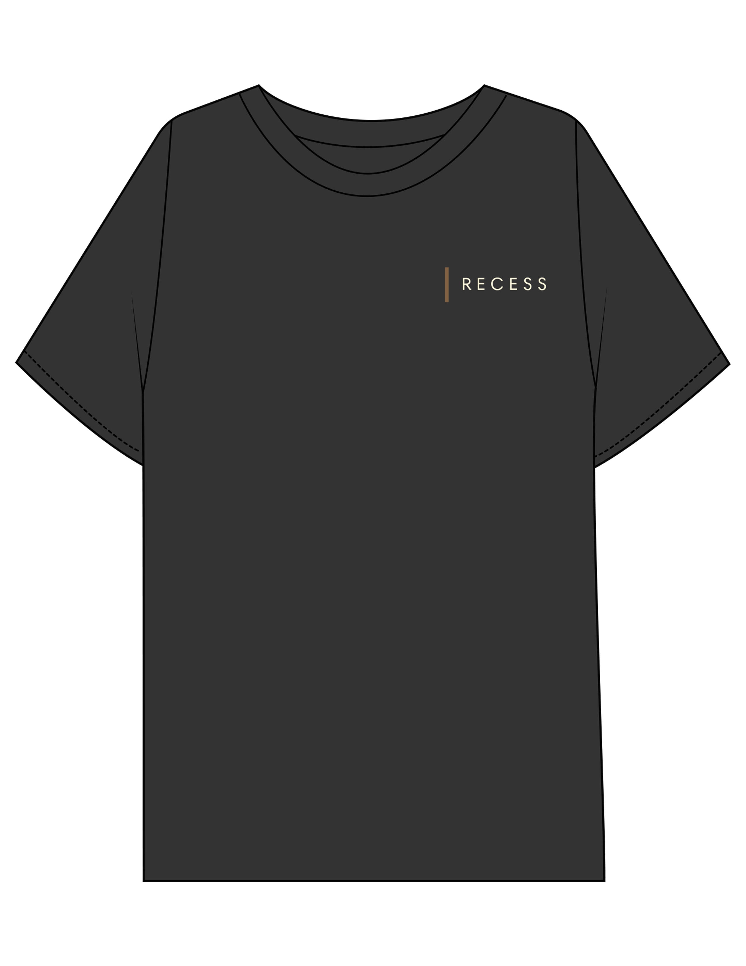 The Mens Boxy Tee - Black - Recess Fitness - Left Chest & Back Stacked - Printed - Full Color