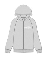 The Recycled Unisex Zip Hoodie - Heather - Mega Well - Left Chest Stacked & Back Layered - Printed - White