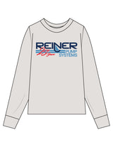 The Womens Heavyweight Long Sleeve - Washed Bone - Reiner Pump Systems - Center Chest Stacked - Printed - Full Color