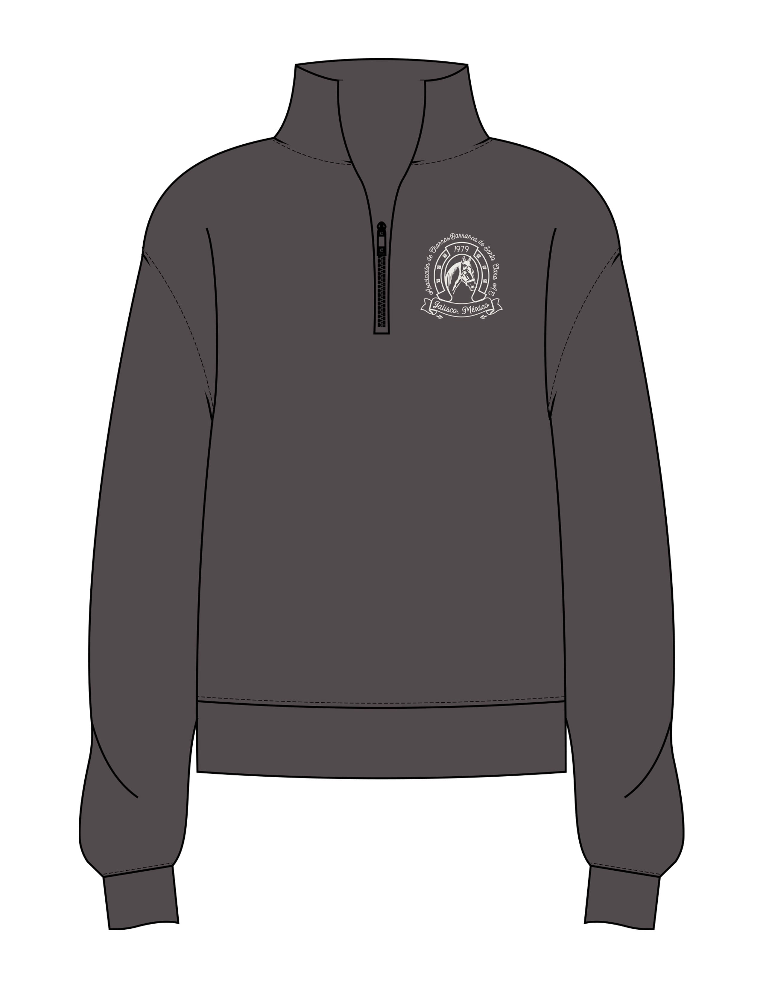 The Mens 1/4 Zip - Washed Gray - VCC - Left Chest - Embroidered - Off White