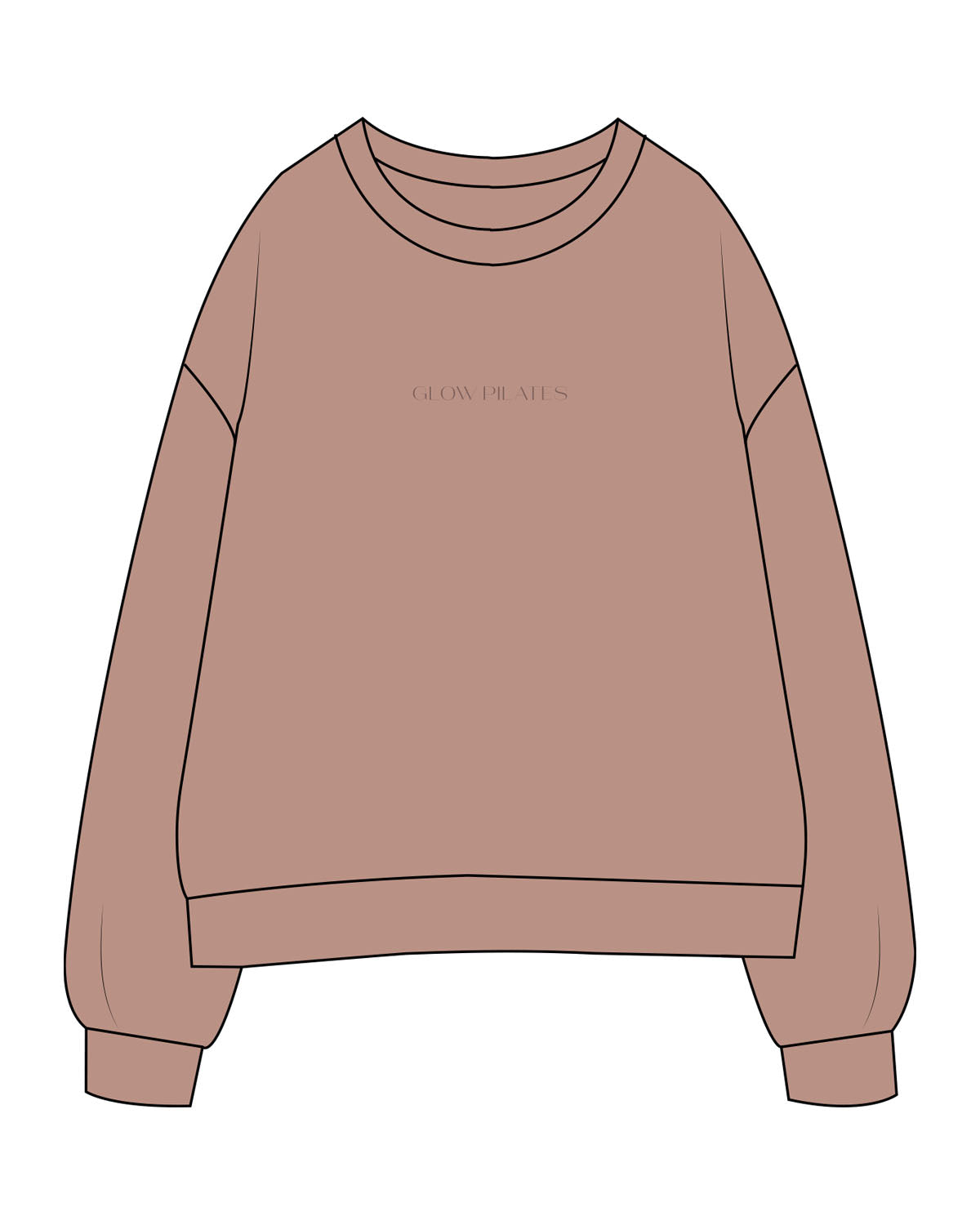 The Womens Crewneck - Clay - GlowPilates - Center Chest - Embroidered - Tone on Tone