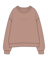The Womens Crewneck - Clay - GlowPilates - Center Chest - Embroidered - Tone on Tone