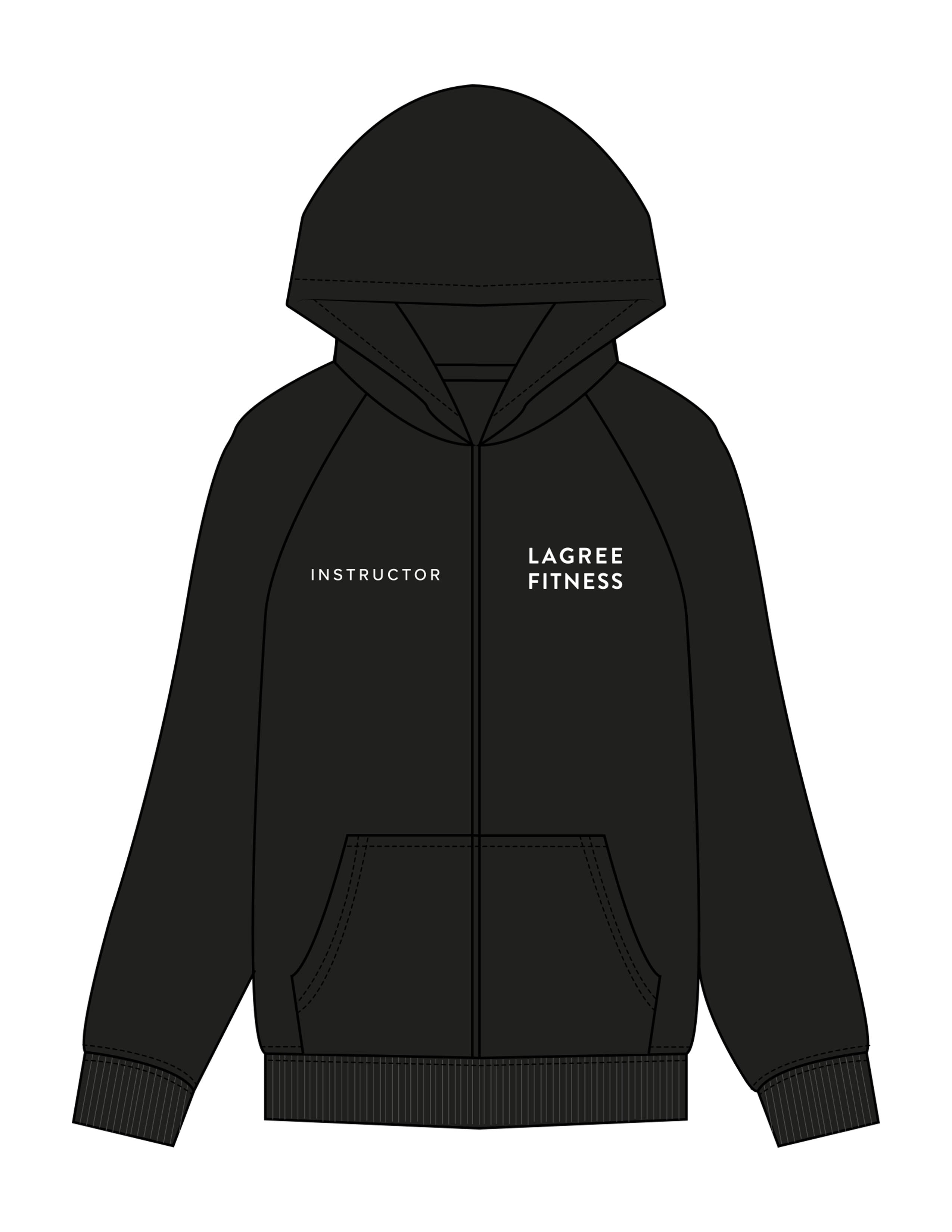 The Womens Zip Hoodie - Black - Lesly Degele - Instructor - Right & Left Chest Stacked - Back Stacked - Printed - White