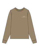 The Mens Long Sleeve - Sand - HIIT Performance - Left Chest Stacked & Back Image - Printed - White