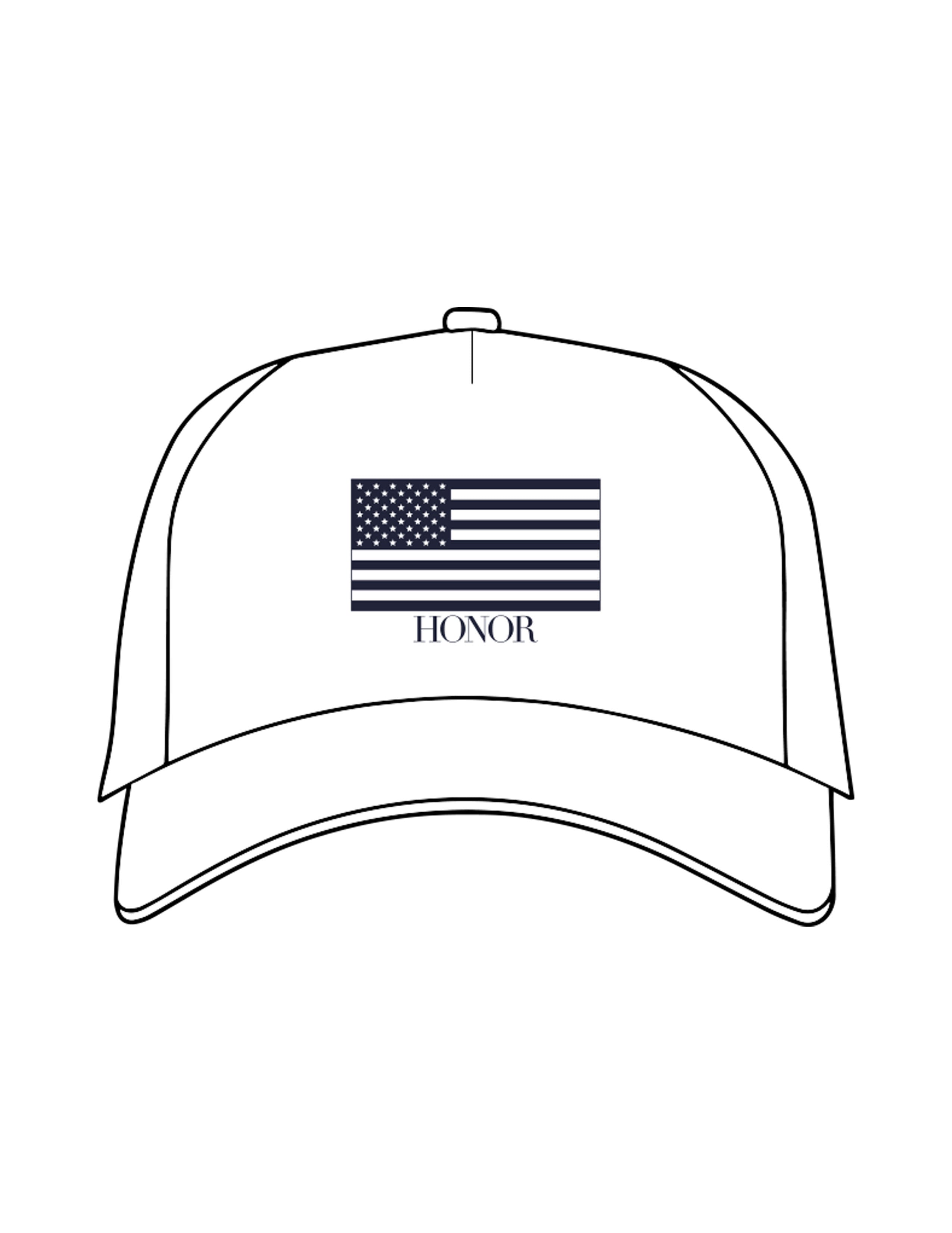 The Foam Trucker - White - Honor Pilates - Center Crown Stacked - EMB - Navy