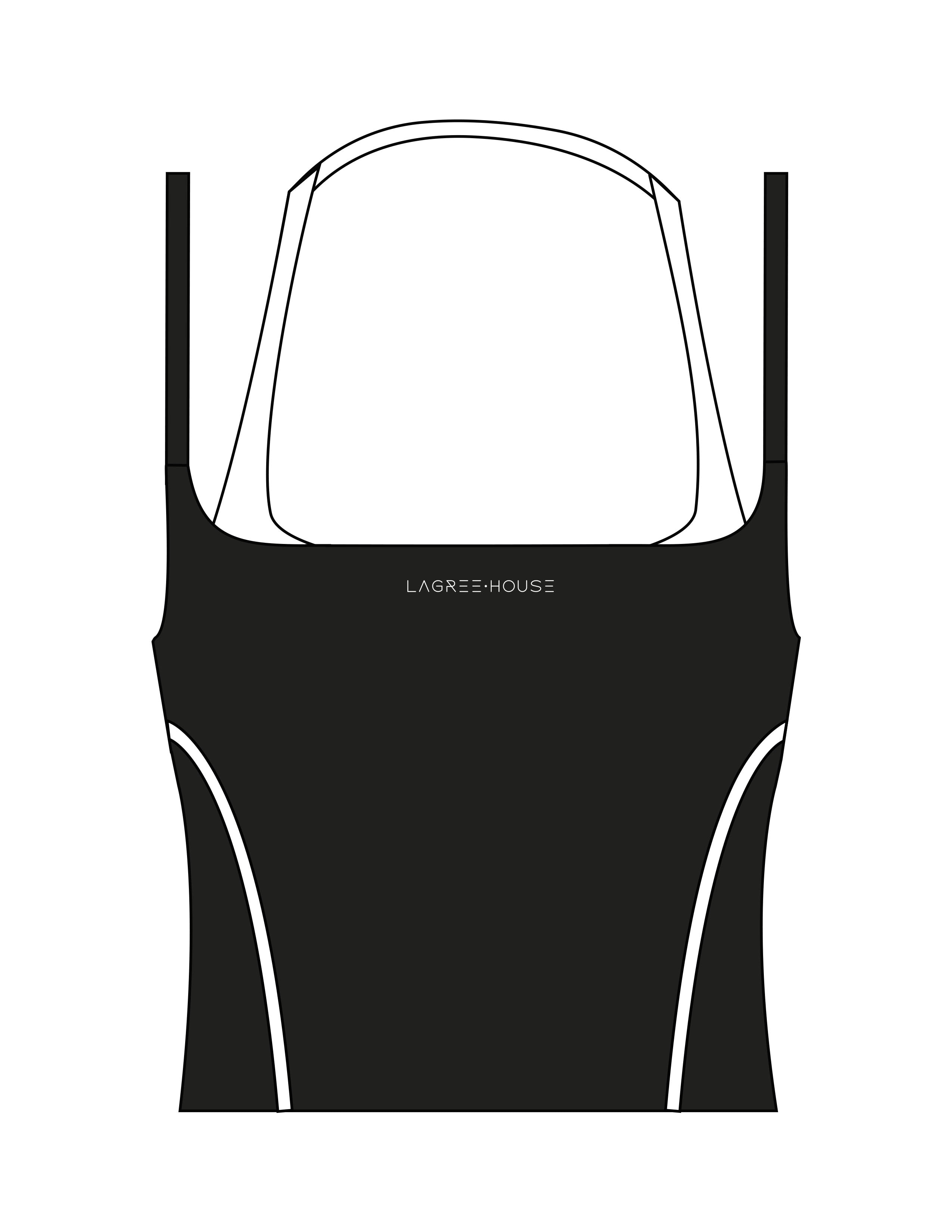 The Piped Tank - Black - Lagree House - Center Chest - Printed - White