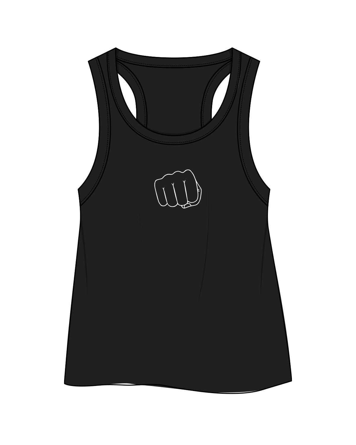 The Crop Tank - Black - Punch Therapy - Center Chest - White