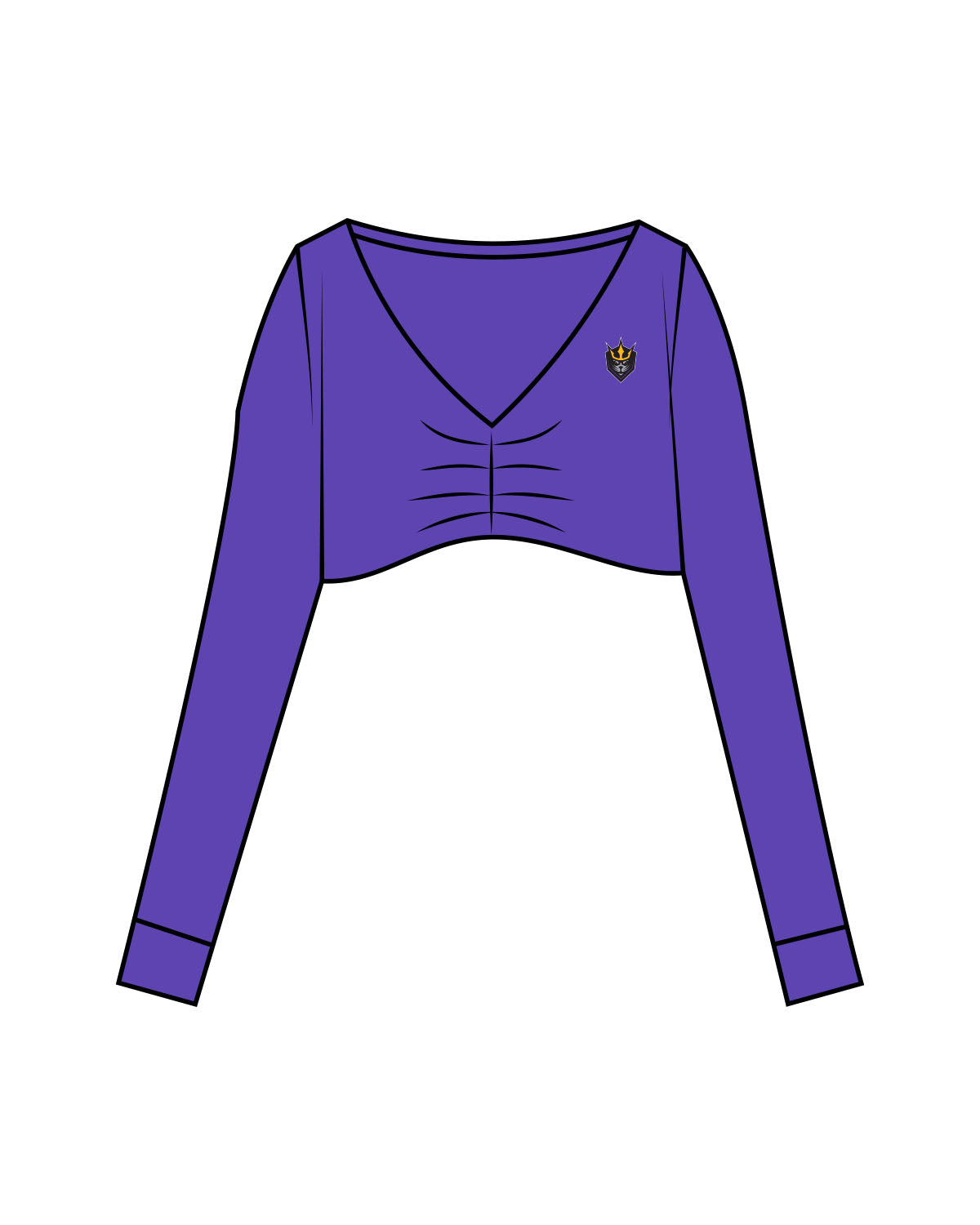 The Seamless Ruched Long Sleeve - Purple -  Sirens - Left & Back Chest Center Stacked - Full Color