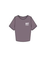 The Crop Tee - Mauve - HIIT Performance - Left Chest Stacked & Back Neckline - Printed - White