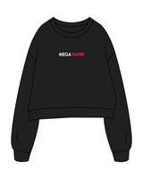 The Oversized Crop - Black - MegaBarre - Center Chest & Back Wavy "SHAKING" - Printed - Full Color