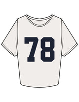 The Crop Tee - Bone - Studio 78 - Center Chest & Back Neckline - Printed - Navy