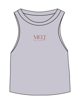 The Micro Rib Racer Crop - Heather - Melt Hot Pilates - Center Chest Stacked - Printed - Maroon