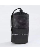 The Gym Towel - White - Core Collective - Front Bottom - Embroidered - Black - The Gym Towel Bag - Black - Center Body - Printed - White