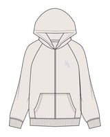 The Mens Heavyweight Zip Hoodie - Bone - M4Lagree - Left Chest & Center Back Stacked - Printed - Light Blue