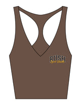 The Racer Tank - Cafe - Rush Cycle Studio - Left Chest Stacked - Printed - Full Color