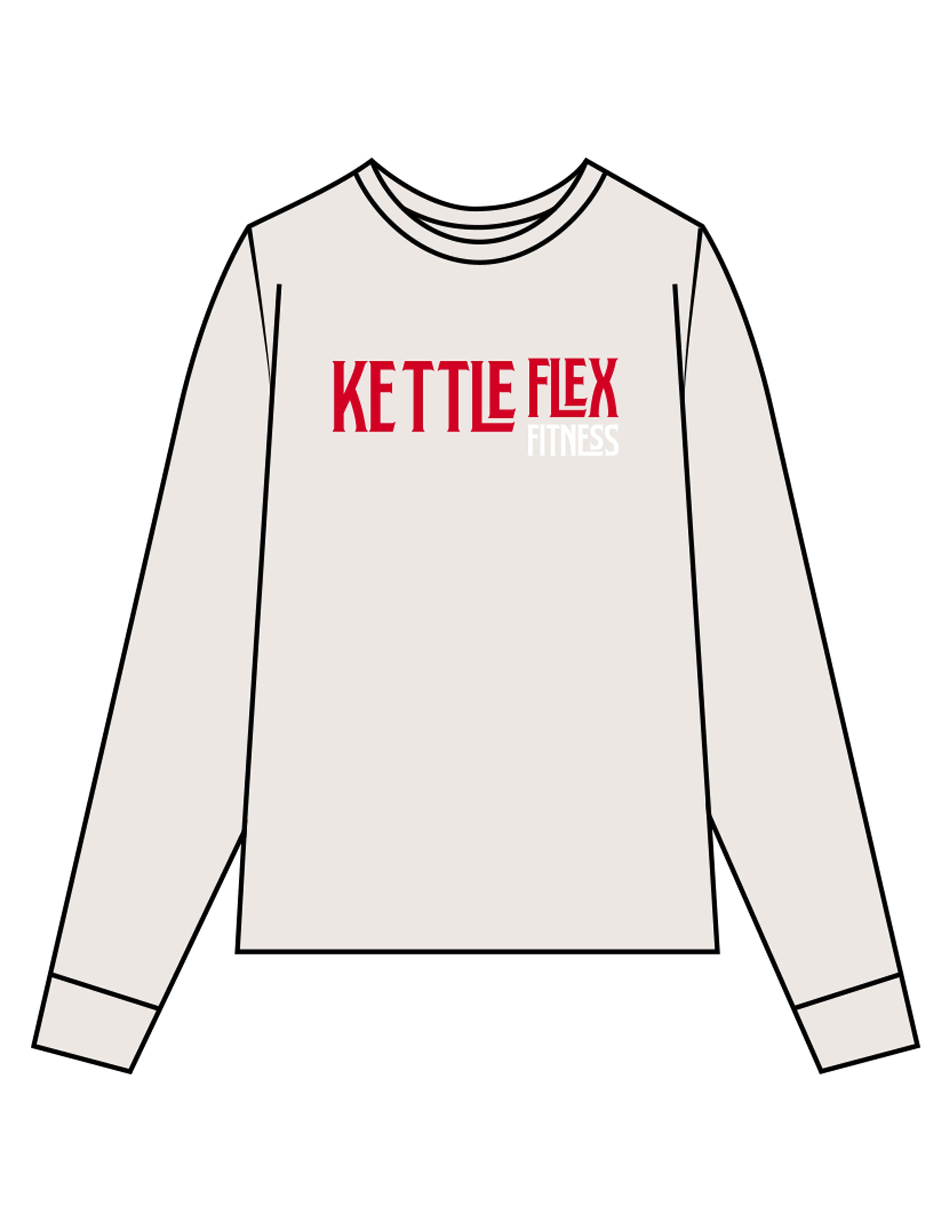 The Mens Long Sleeve - Bone - KettleFlex - Center Chest & Back Stacked - Printed - Full Color
