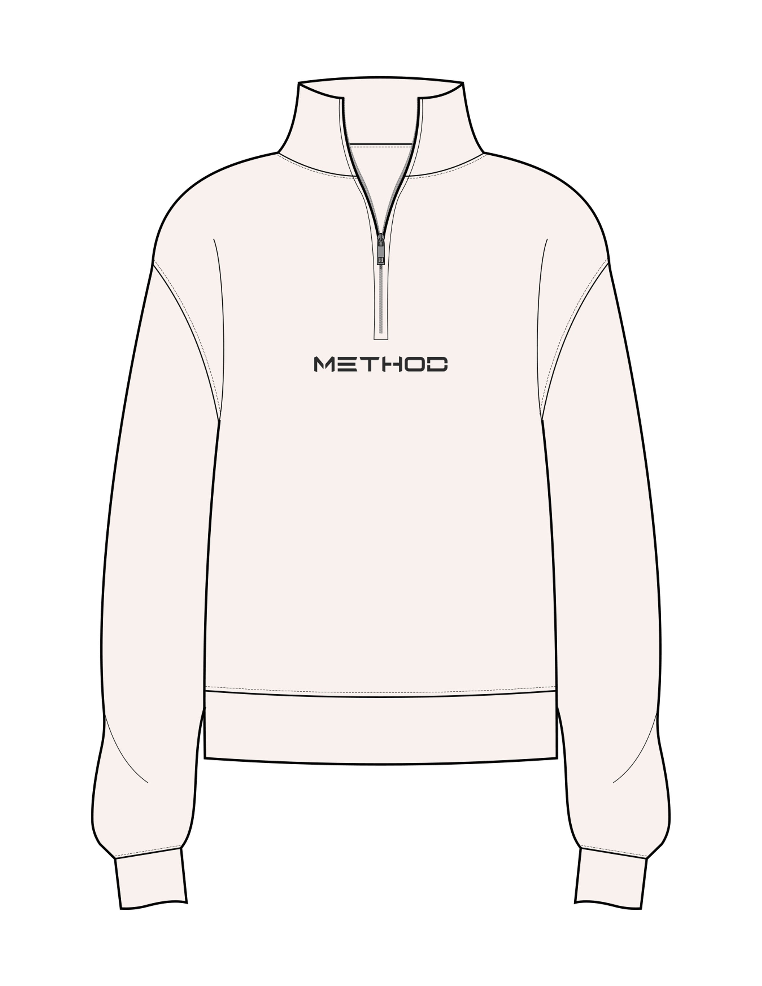 The Womens 1/4 Zip - Off White - TML - Center Chest - Printed - Charcoal