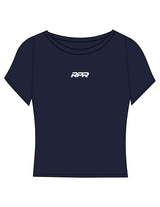 The Sporty Crop Short Sleeve - Navy - Reiner Pump Systems - Center Chest & Back Stacked - Printed - White