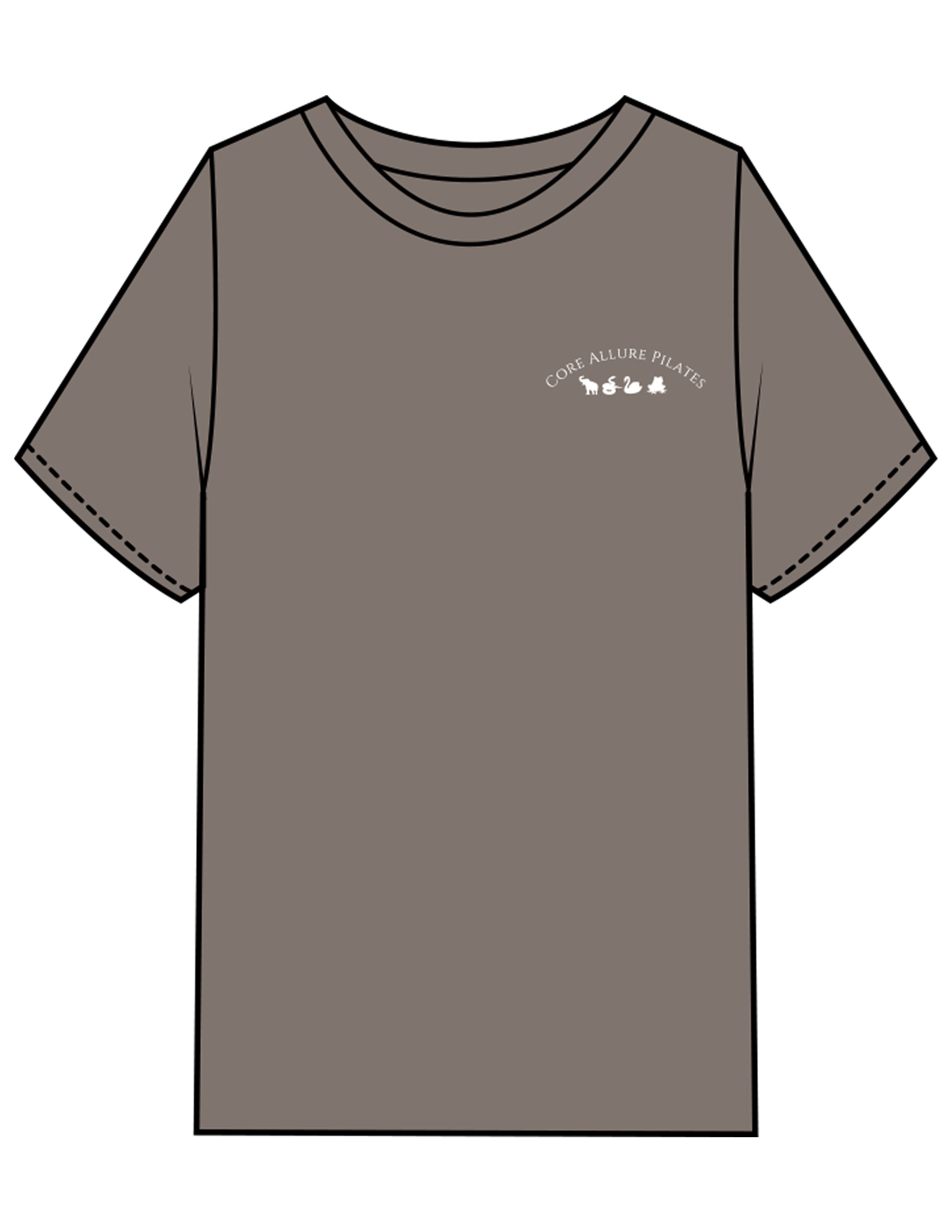 The Mens Heavyweight Tee - Grey Stone - Core Allure Pilates - Left Chest Arc Stacked & Back Arc Stacked - Printed - White