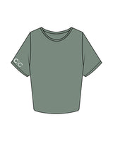 The Crop Tee - Sage - Core Collective - Right Sleeve - Printed - White