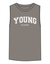 The Womens Heavyweight Tank - Washed Gray - YP - Center Chest Stacked & Back Neckline - Printed - White
