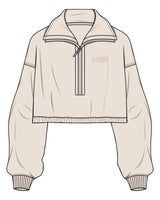The Suede 1/2 Zip - Latte - D Lagree - Left Chest Stacked - Embroidered - Tone on Tone