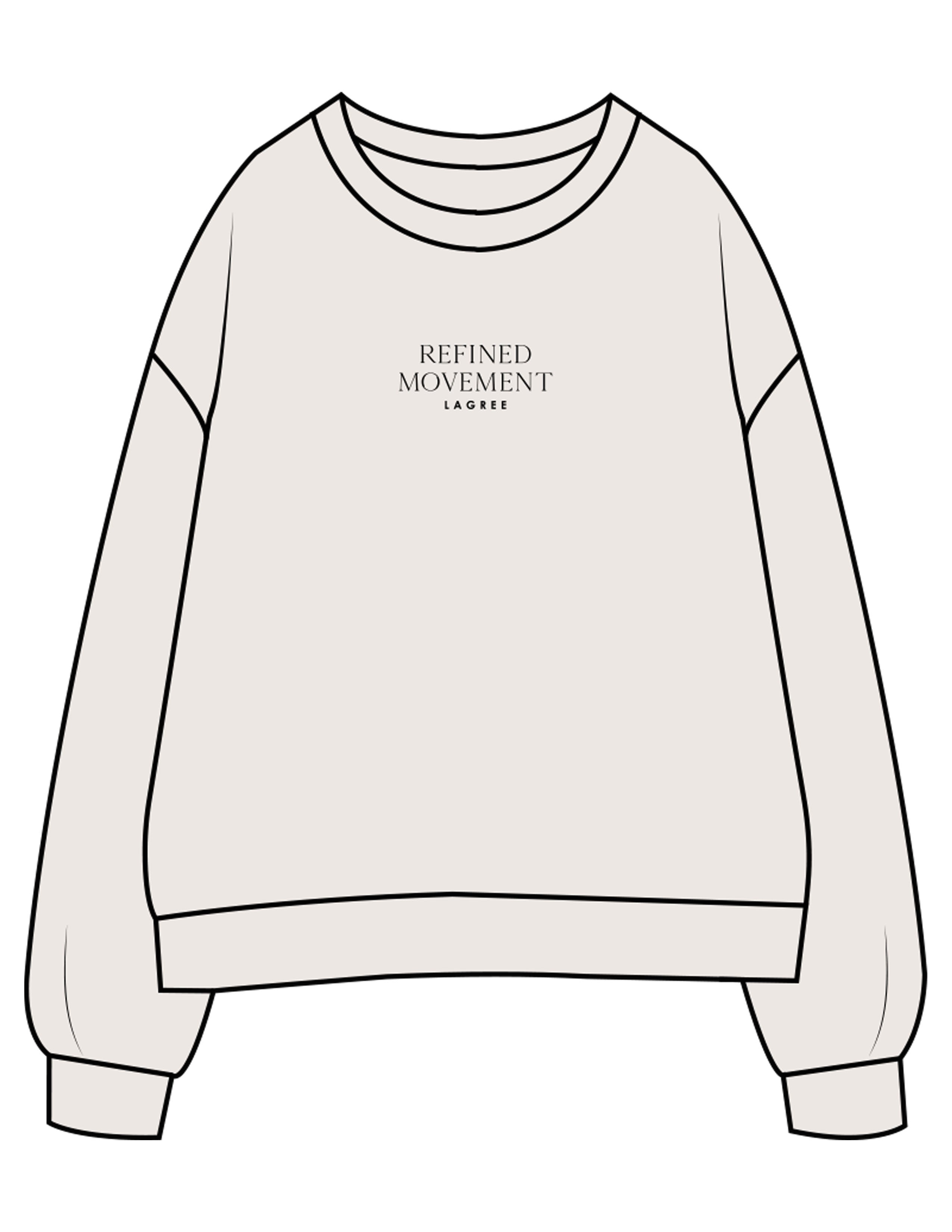 The Womens Crewneck - Bone - Refined Movement - Center Chest Stacked - Embroidered - Black