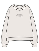 The Womens Crewneck - Bone - Refined Movement - Center Chest Stacked - Embroidered - Black